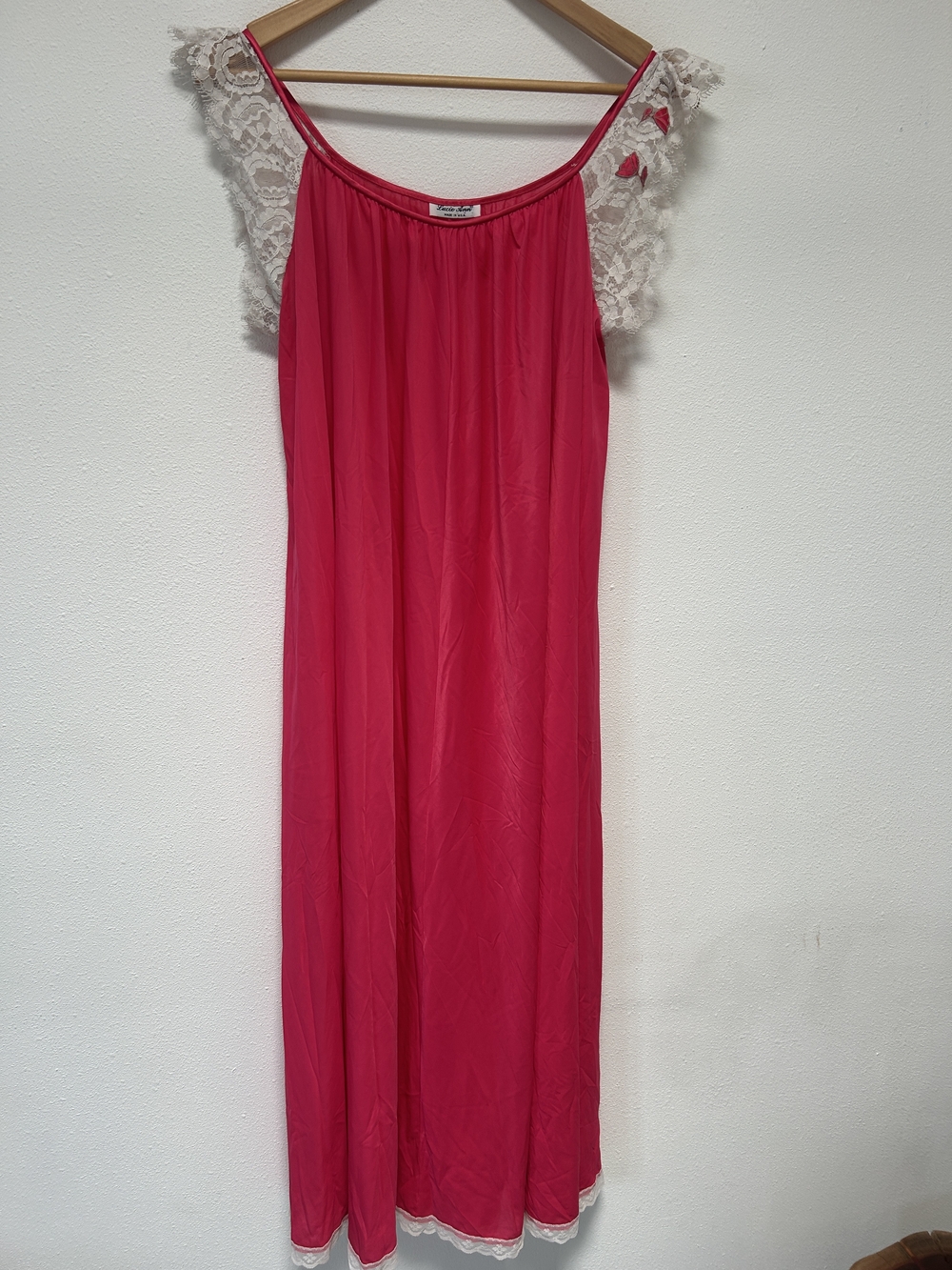 Hot Pink Lace-Trim Slip Dress